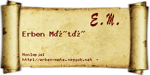 Erben Máté névjegykártya