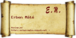 Erben Máté névjegykártya